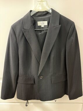 Le Suit Petite Charcoal Pinstripe Single-Button Blazer. Worn once.